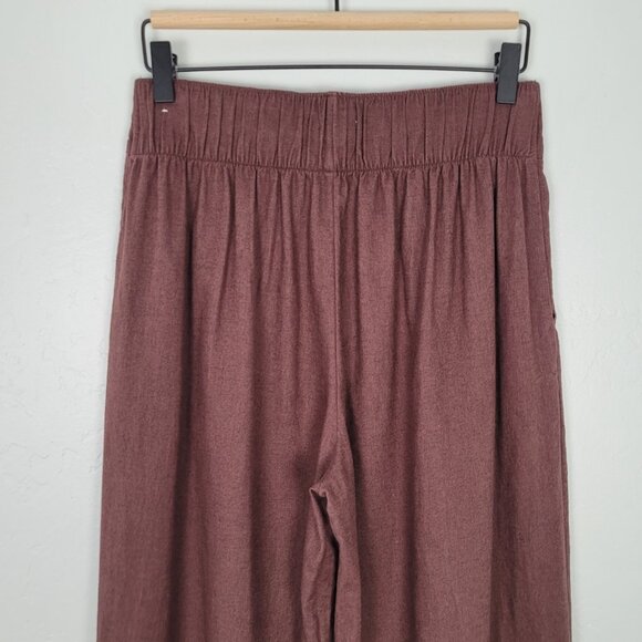 Abercrombie & Fitch Size S Short Linen Blend Ultra Wide Leg Pant Pull On Brown - Picture 9 of 14